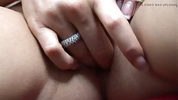 Amateur busty blonde plays solo
