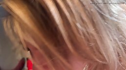 Beautiful blonde babe loves being chocked while sucking dick (POV)